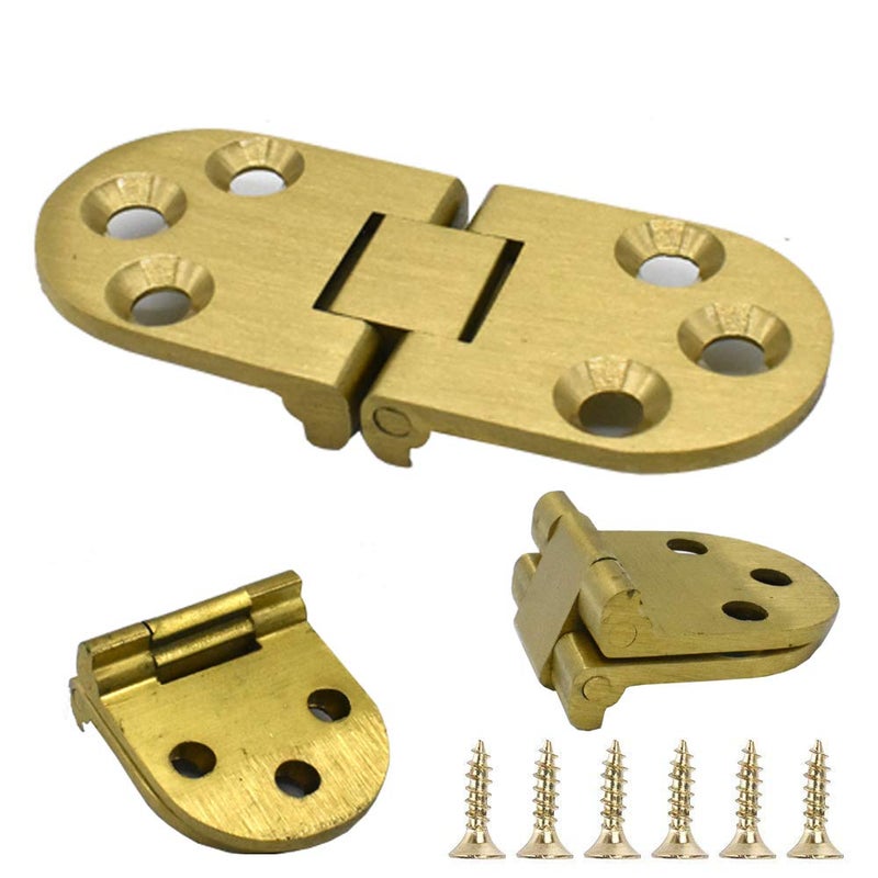Renashed 4 Pcs Round Edge Hinge Brass Butler Tray Hinge Round Edge 180 Degree for Butler Folding Tables Furniture Table with Screws - Image 1